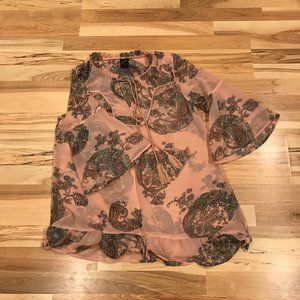 Pink, Paisley Sheer top, XL